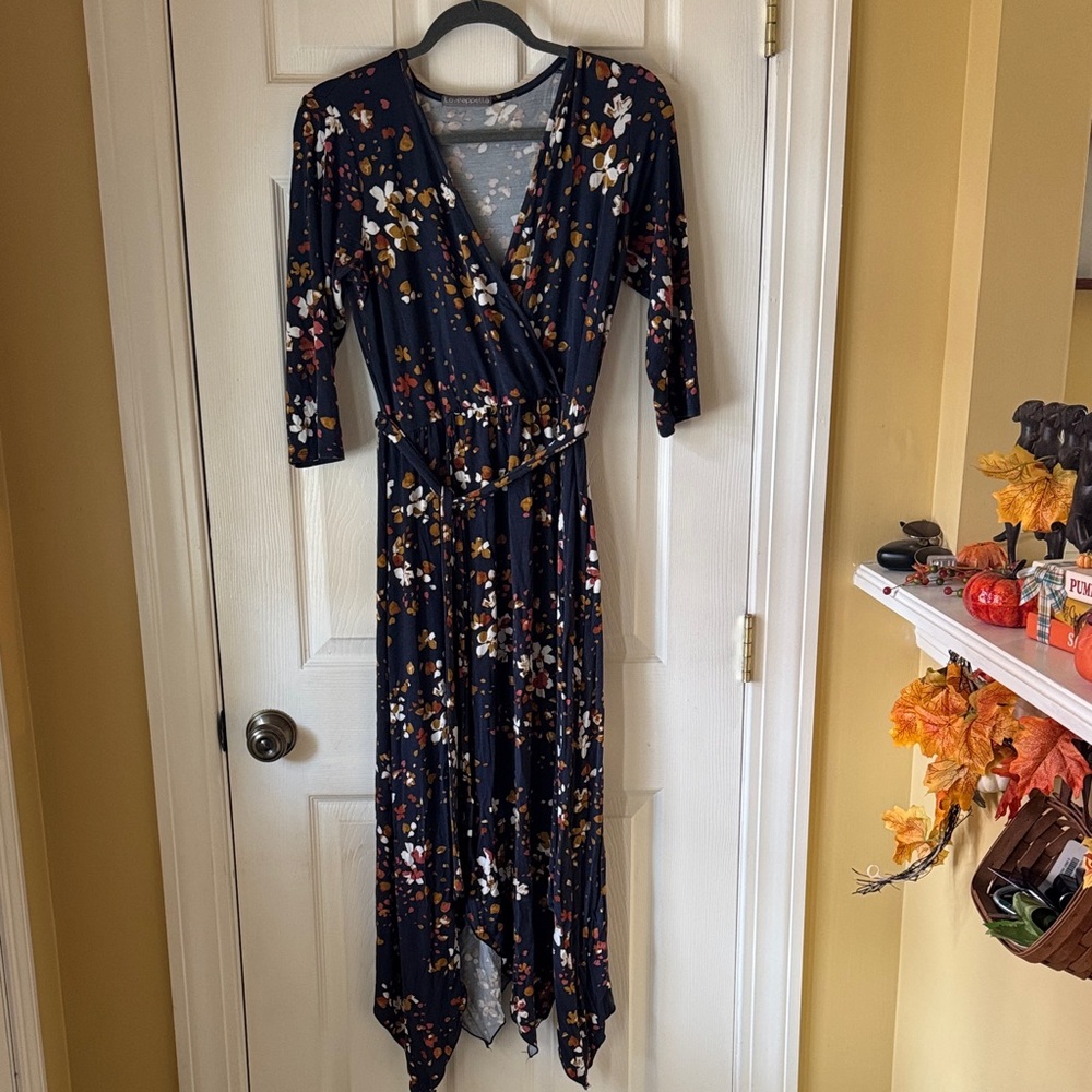 Loveappella Midnight Floral Handkerchief Dress